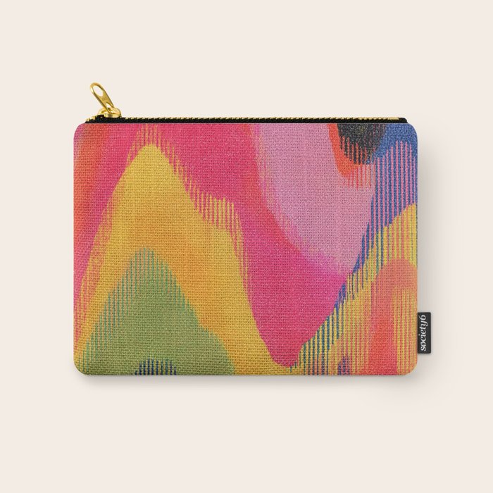 Retro Glitch Wavy Abstract Pattern in Neon Rainbow Carry All Pouch Gallery Image 1