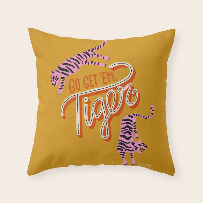 Go Get 'Em Tiger - Yellow Palette Throw Pillow Gallery Image 6
