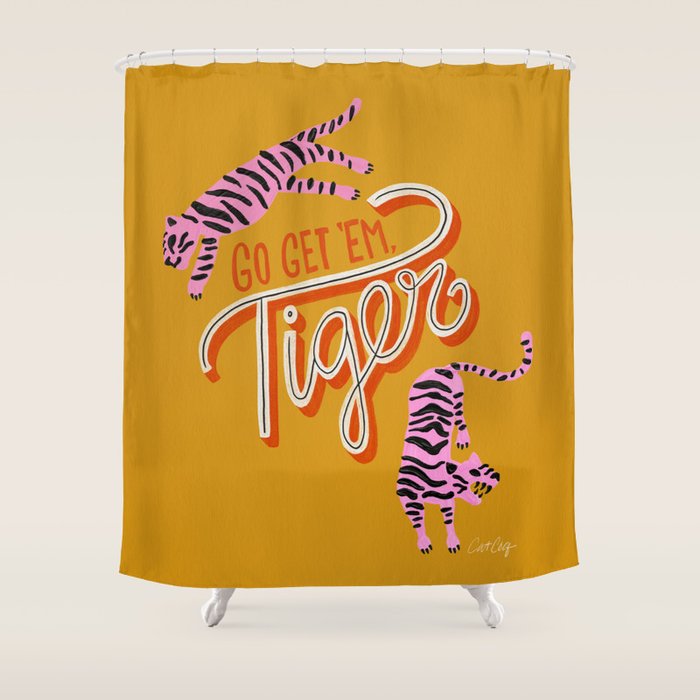Go Get 'Em Tiger - Yellow Palette Shower Curtain Gallery Image 1