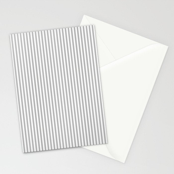 Smoke Grey and White Micro Vertical Vintage English Country Cottage Ticking Stripe Stationery Card Gallery Image 2