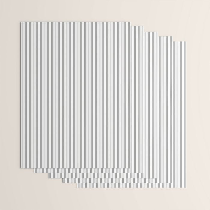 Smoke Grey and White Micro Vertical Vintage English Country Cottage Ticking Stripe Wrapping Paper Gallery Image 3