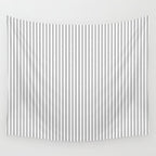 Smoke Grey and White Micro Vertical Vintage English Country Cottage Ticking Stripe Wall Tapestry Gallery Image 4