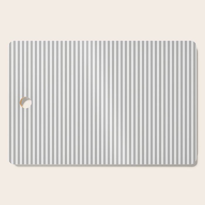 Smoke Grey and White Micro Vertical Vintage English Country Cottage Ticking Stripe Cutting Board Gallery Image 1