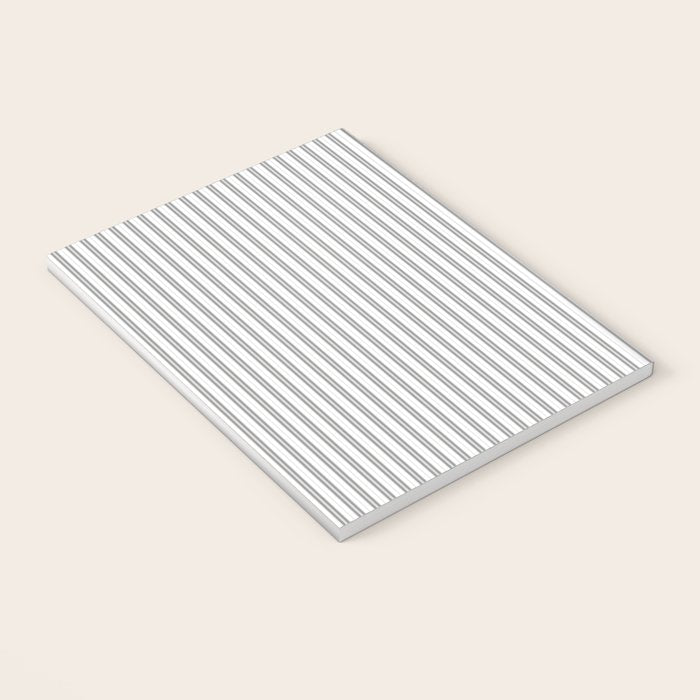 Smoke Grey and White Micro Vertical Vintage English Country Cottage Ticking Stripe Notebook Gallery Image 3