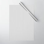 Smoke Grey and White Micro Vertical Vintage English Country Cottage Ticking Stripe Wrapping Paper Gallery Image 1