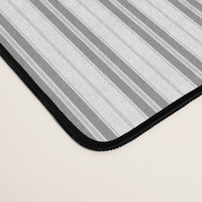 Smoke Grey and White Micro Vertical Vintage English Country Cottage Ticking Stripe Desk Mat Gallery Image 4