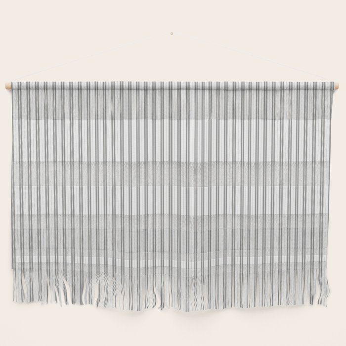 Smoke Grey and White Micro Vertical Vintage English Country Cottage Ticking Stripe Wall Hanging Gallery Image 1