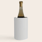 Smoke Grey and White Micro Vertical Vintage English Country Cottage Ticking Stripe Wine Chiller Gallery Image 2