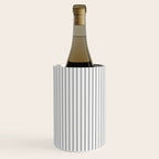 Smoke Grey and White Micro Vertical Vintage English Country Cottage Ticking Stripe Wine Chiller Gallery Image 1