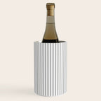 Smoke Grey and White Micro Vertical Vintage English Country Cottage Ticking Stripe Wine Chiller Gallery Image 3