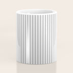Smoke Grey and White Micro Vertical Vintage English Country Cottage Ticking Stripe Coffee Mug Gallery Image 4