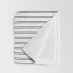 Smoke Grey and White Micro Vertical Vintage English Country Cottage Ticking Stripe Throw Blanket Gallery Image 3