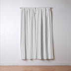 Smoke Grey and White Micro Vertical Vintage English Country Cottage Ticking Stripe Window Curtain Gallery Image 3