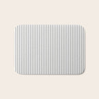 Smoke Grey and White Micro Vertical Vintage English Country Cottage Ticking Stripe Bath Mat Gallery Image 1