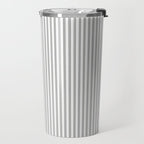 Smoke Grey and White Micro Vertical Vintage English Country Cottage Ticking Stripe Travel Mug Gallery Image 2