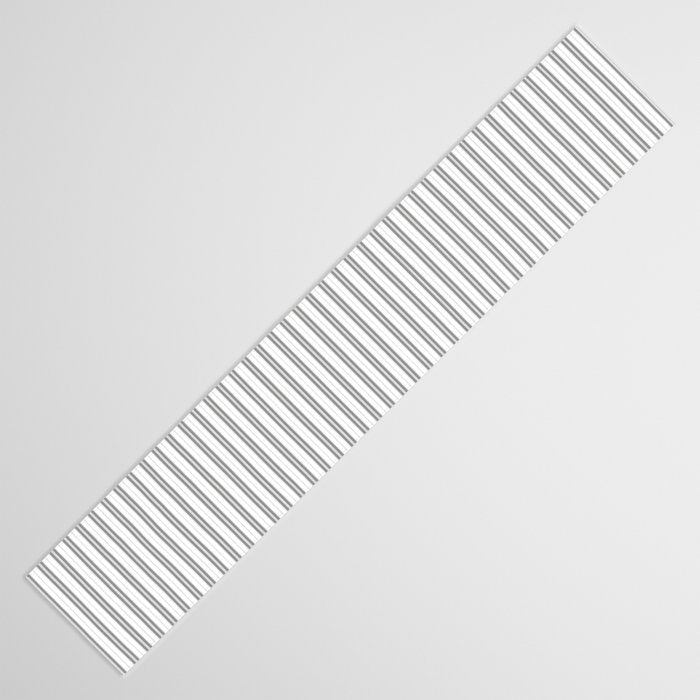 Smoke Grey and White Micro Vertical Vintage English Country Cottage Ticking Stripe Table Runner Gallery Image 3