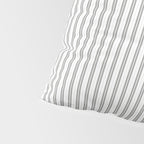Smoke Grey and White Micro Vertical Vintage English Country Cottage Ticking Stripe Pillow Sham Gallery Image 4