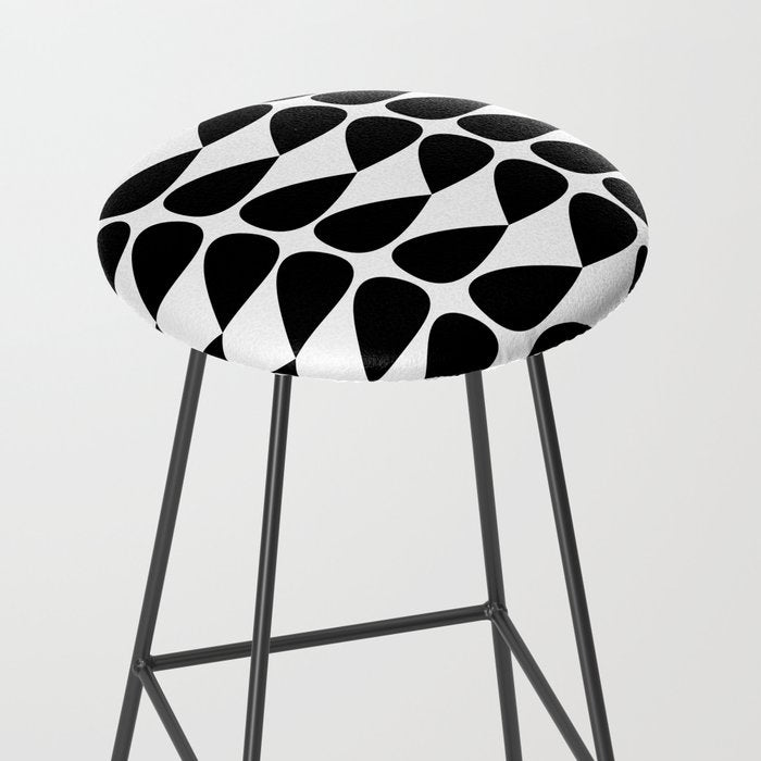 Mod Leaves Mid Century Modern Pattern in Black and White Stool Gallery Image 2
