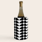Mod Leaves Mid Century Modern Pattern in Black and White Wine Chiller Gallery Image 3