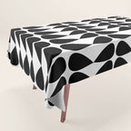 Mod Leaves Mid Century Modern Pattern in Black and White Tablecloth Gallery Image 1