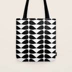 Mod Leaves Mid Century Modern Pattern in Black and White Tote Bag Gallery Image 1