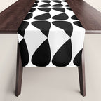 Mod Leaves Mid Century Modern Pattern in Black and White Table Runner Gallery Image 1
