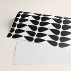 Mod Leaves Mid Century Modern Pattern in Black and White Wrapping Paper Gallery Image 2