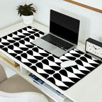 Mod Leaves Mid Century Modern Pattern in Black and White Desk Mat Gallery Image 2