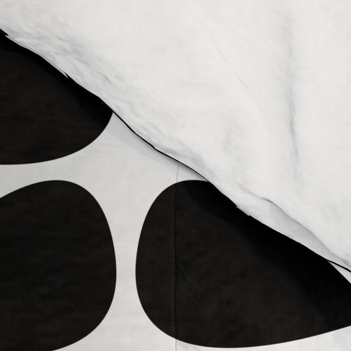 Mod Leaves Mid Century Modern Pattern in Black and White Comforter Gallery Image 4