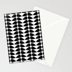Mod Leaves Mid Century Modern Pattern in Black and White Stationery Card Gallery Image 2