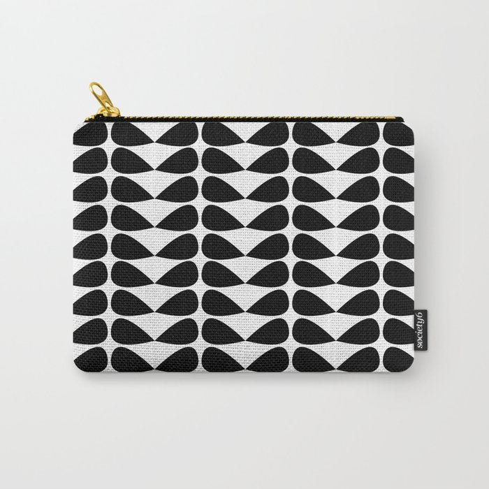 Mod Leaves Mid Century Modern Pattern in Black and White Carry All Pouch Gallery Image 1