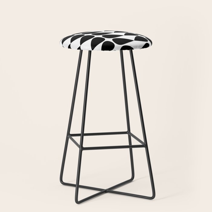 Mod Leaves Mid Century Modern Pattern in Black and White Stool Gallery Image 1