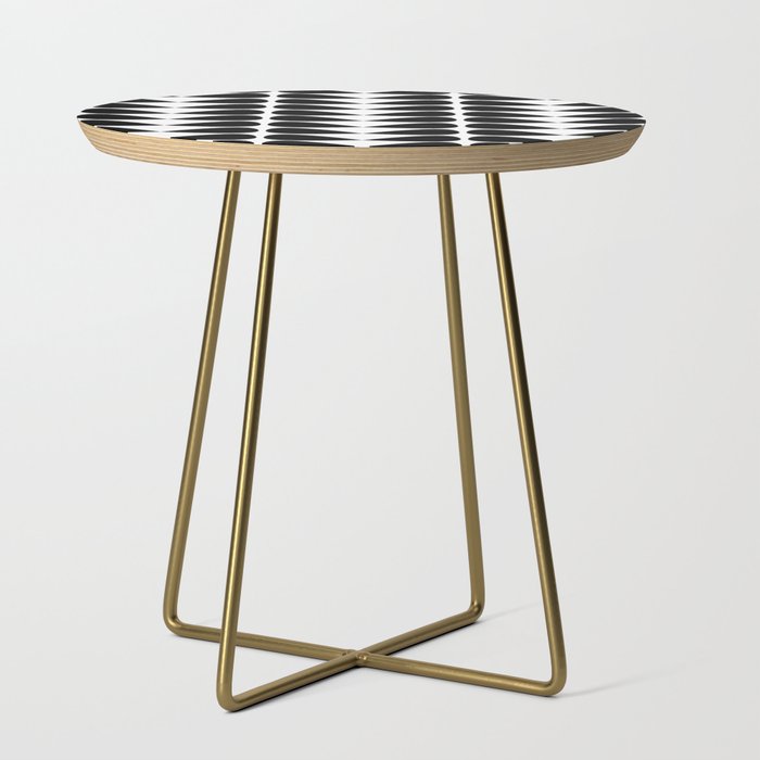 Mod Leaves Mid Century Modern Pattern in Black and White Side Table Gallery Image 1