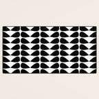 Mod Leaves Mid Century Modern Pattern in Black and White Desk Mat Gallery Image 3