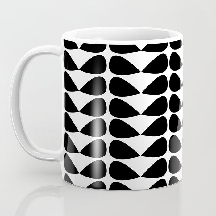 Mod Leaves Mid Century Modern Pattern in Black and White Coffee Mug Gallery Image 3