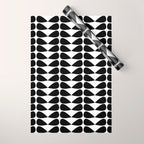 Mod Leaves Mid Century Modern Pattern in Black and White Wrapping Paper Gallery Image 1