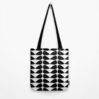 Mod Leaves Mid Century Modern Pattern in Black and White Tote Bag Gallery Image 2