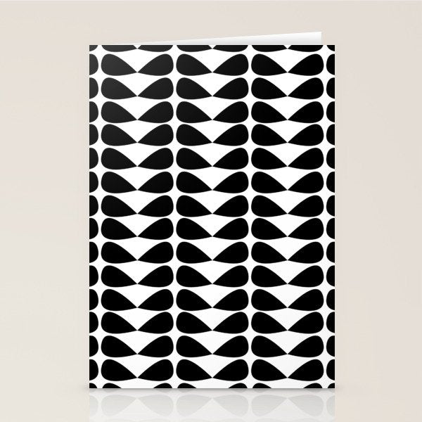 Mod Leaves Mid Century Modern Pattern in Black and White Stationery Card Gallery Image 2