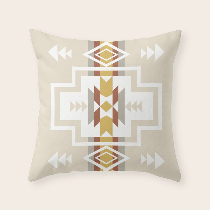 Aztec Stripes Beige Throw Pillow Gallery Image 6