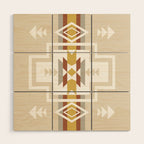 Aztec Stripes Beige Wood Wall Art Gallery Image 1