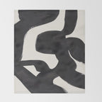 Mid Century Modern Minimalist Abstract Art Brush Strokes Black & White Ink Art Maze Throw Blanket Gallery Image 2