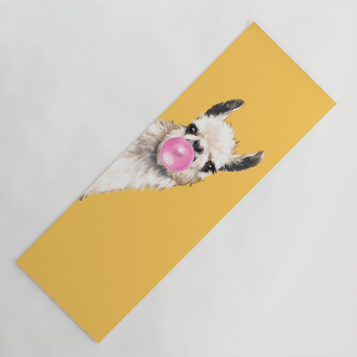 Bubble Gum Sneaky Llama in Yellow Yoga Mat Gallery Image 1