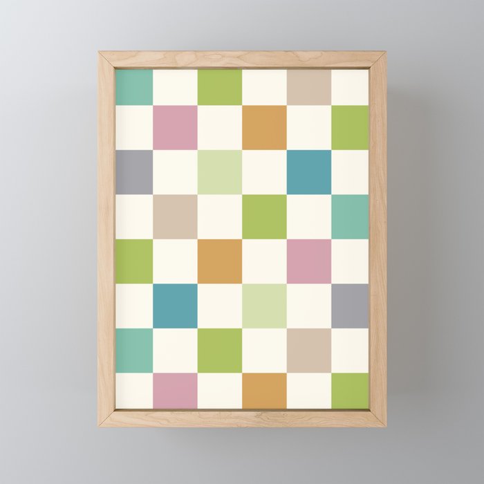 Retro Colorful Checkered Pattern II Mini Art Print Gallery Image 1