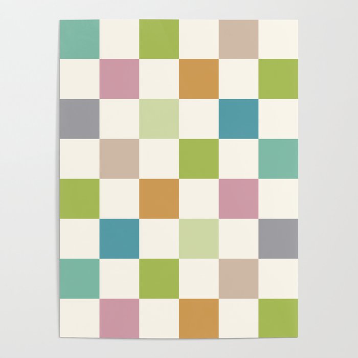 Retro Colorful Checkered Pattern II Poster Gallery Image 4