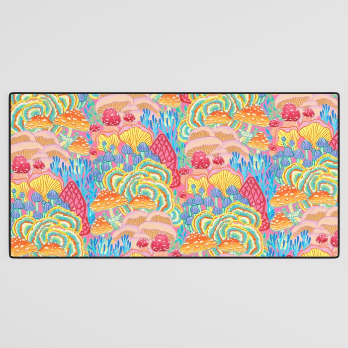 Fungi World (Mushroom world) -PINK Desk Mat Gallery Image 3