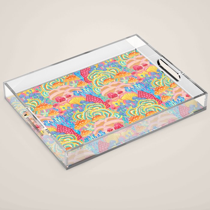 Fungi World (Mushroom world) -PINK Acrylic Tray Gallery Image 1
