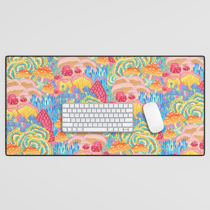 Fungi World (Mushroom world) -PINK Desk Mat Gallery Image 1