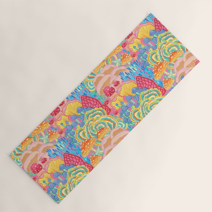 Fungi World (Mushroom world) -PINK Yoga Mat Gallery Image 1