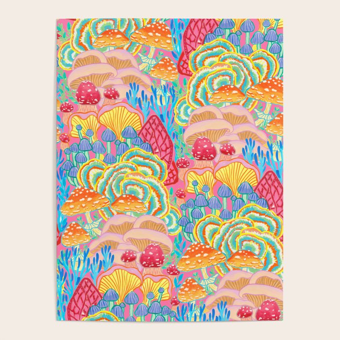 Fungi World (Mushroom world) -PINK Poster Gallery Image 4