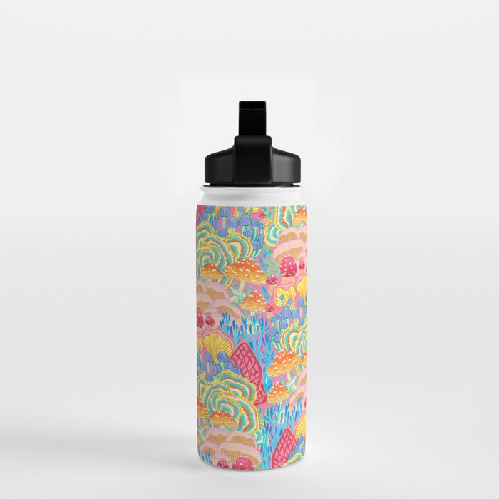 Fungi World (Mushroom world) -PINK Water Bottle Gallery Image 2